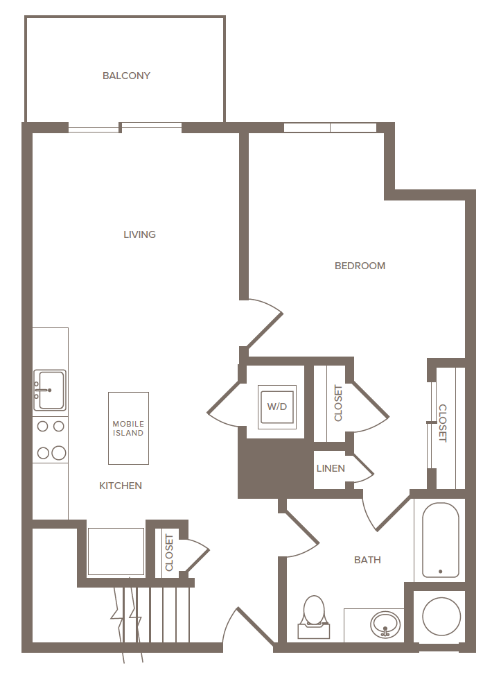 Floorplan for Apartment #1137, 1 bedroom unit at Halstead Parsippany